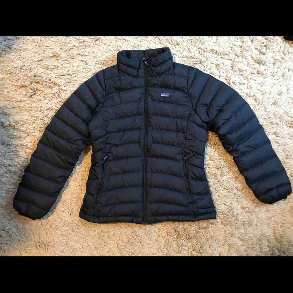 Patagonia down sweater jacket girls L 12 Black